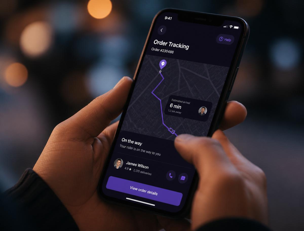 Order tracking on mobile app